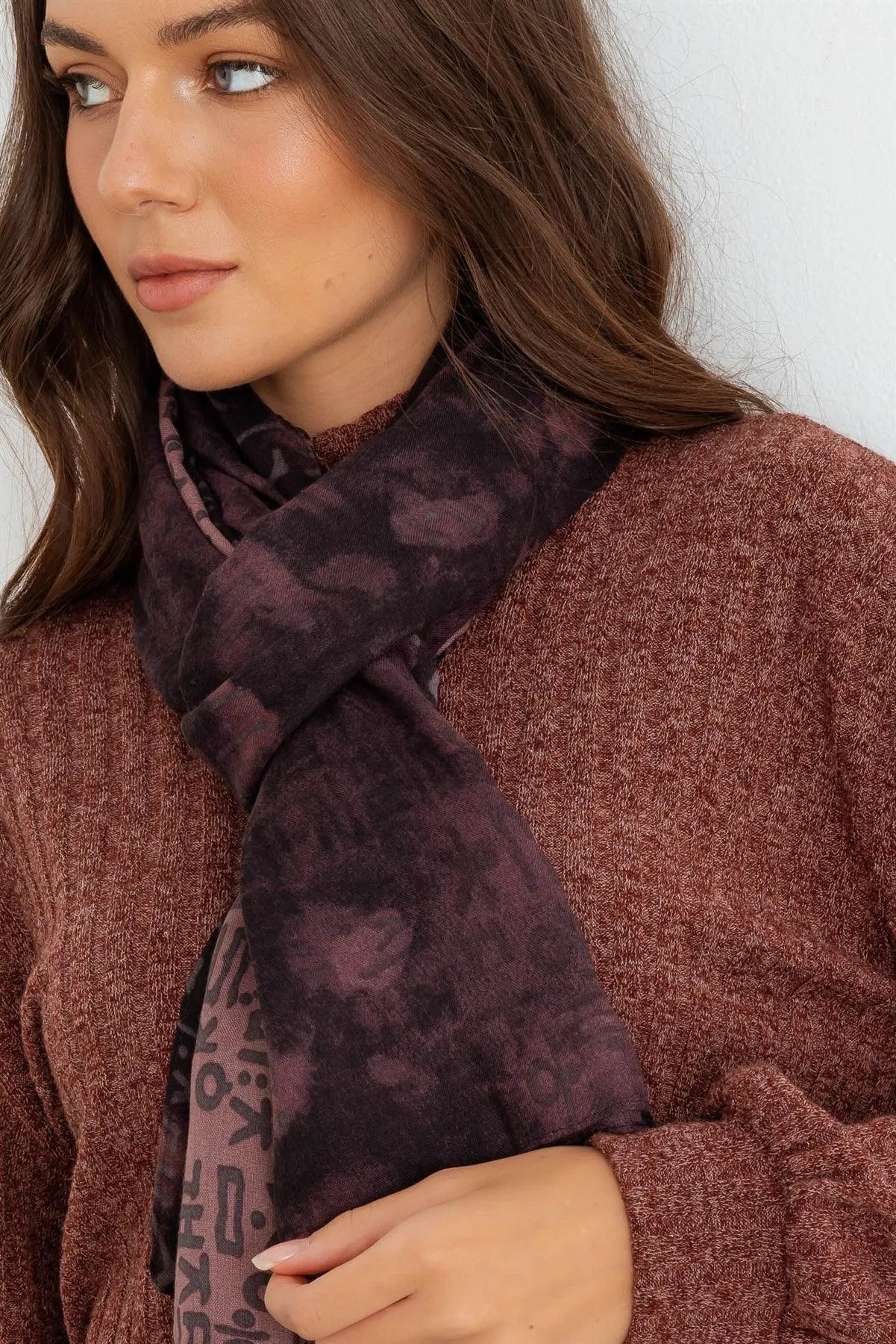 Purple Hangul Design Korean Languages Wrap Long Shawl Scarf