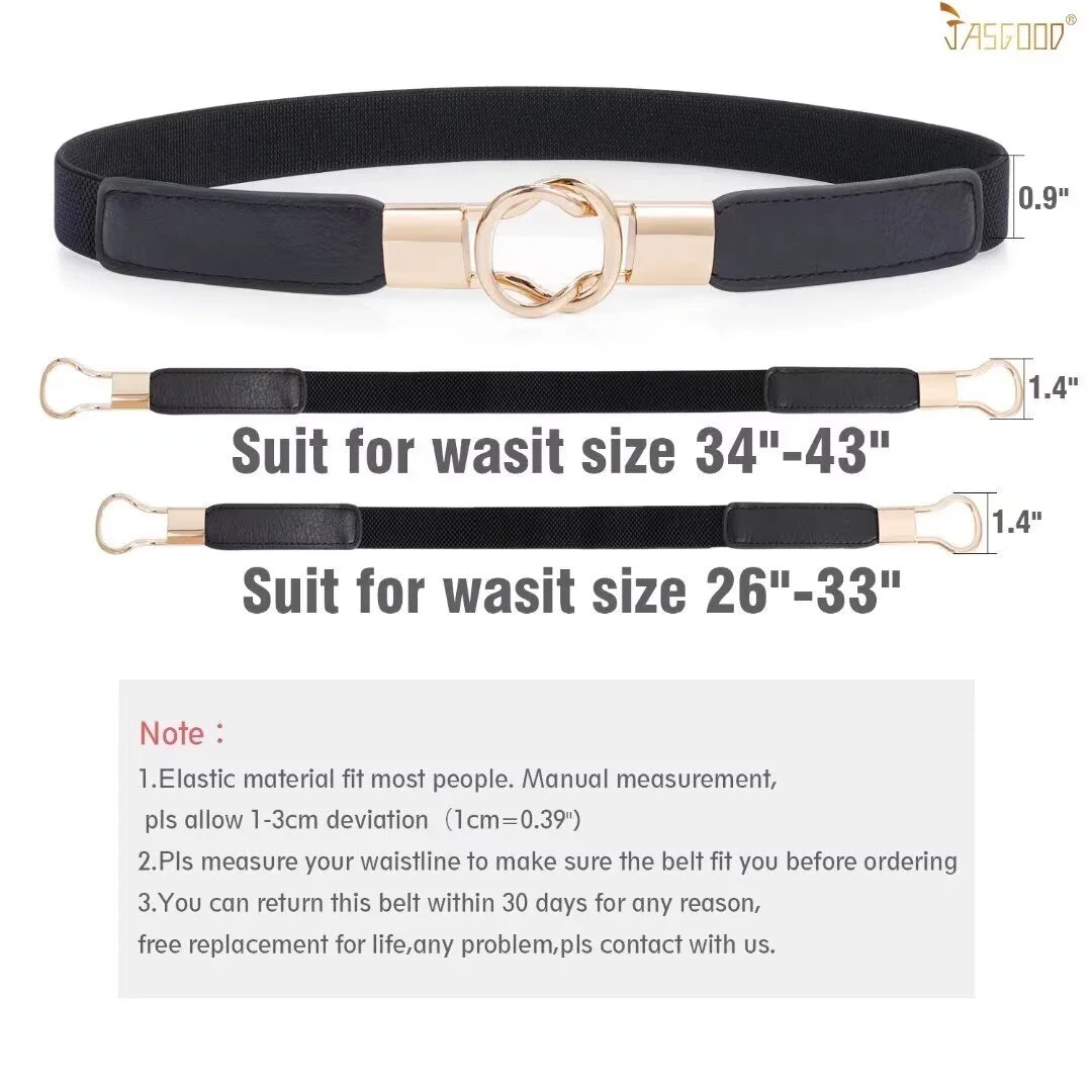 Women Skinny Elastic Belts for Dresses Pants Retro Ladies Belts