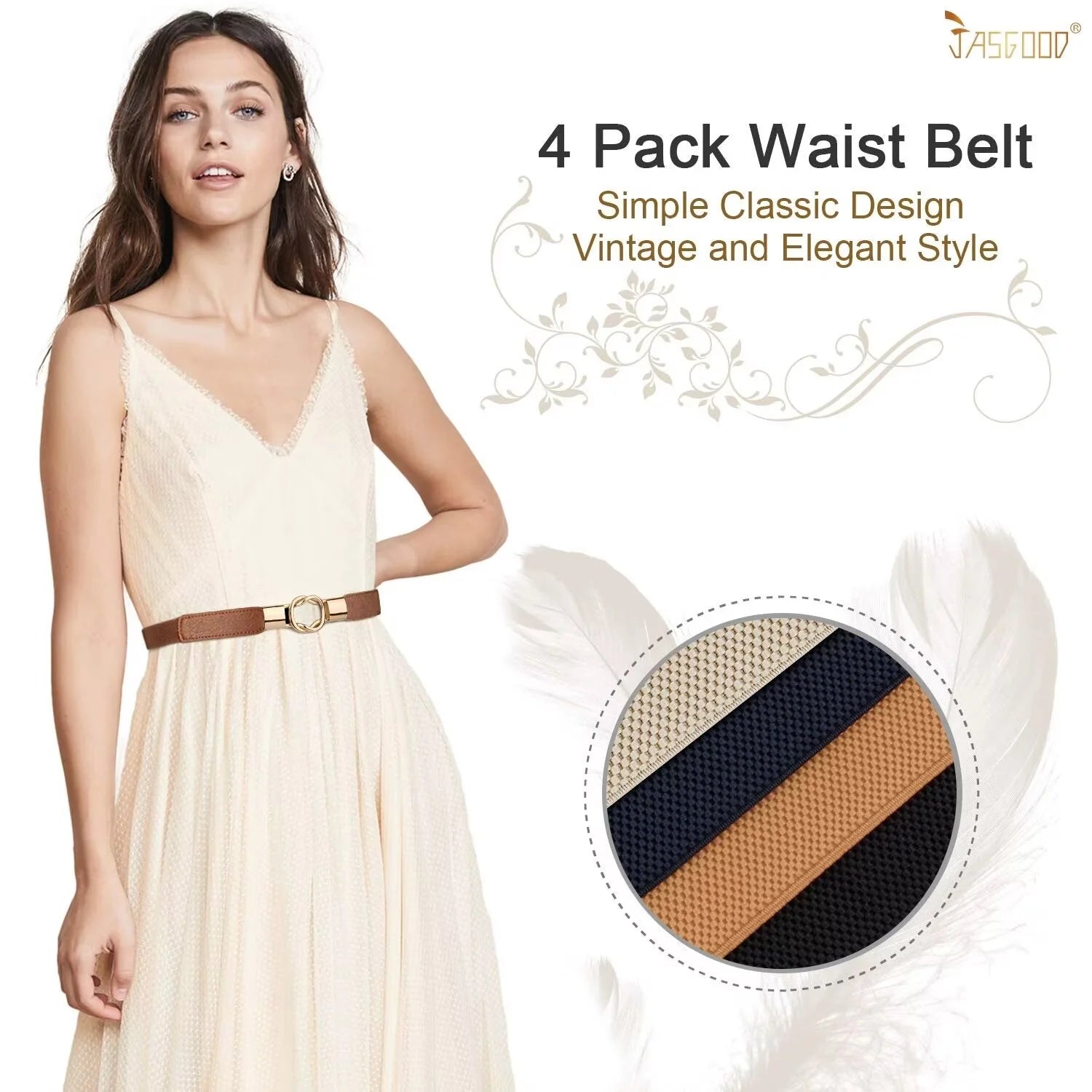 Women Skinny Elastic Belts for Dresses Pants Retro Ladies Belts
