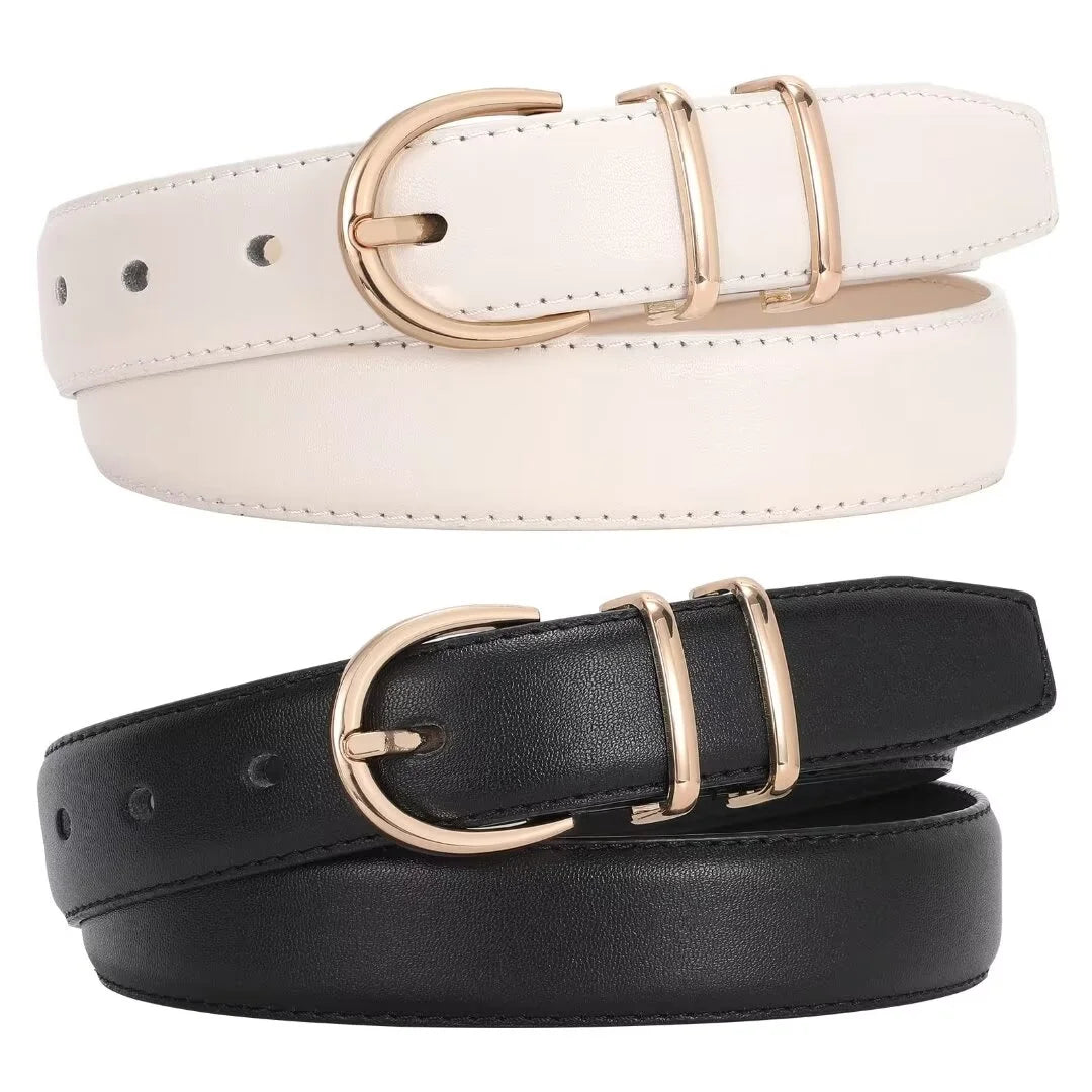 Women Leather Belts Ladies Dresses plus Size Belt for Jeans 2 Pack