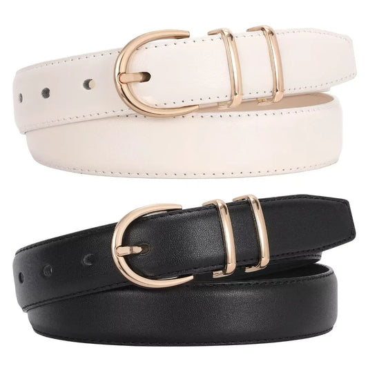 Women Leather Belts Ladies Dresses plus Size Belt for Jeans 2 Pack
