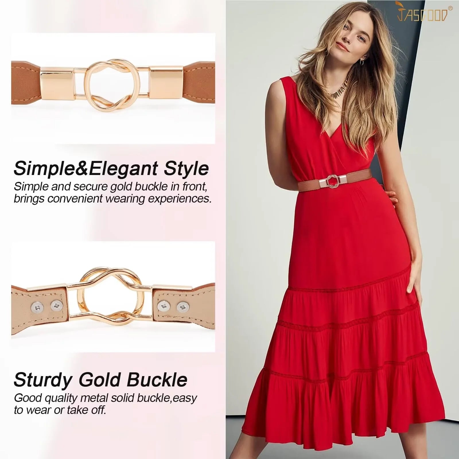 Women Skinny Elastic Belts for Dresses Pants Retro Ladies Belts