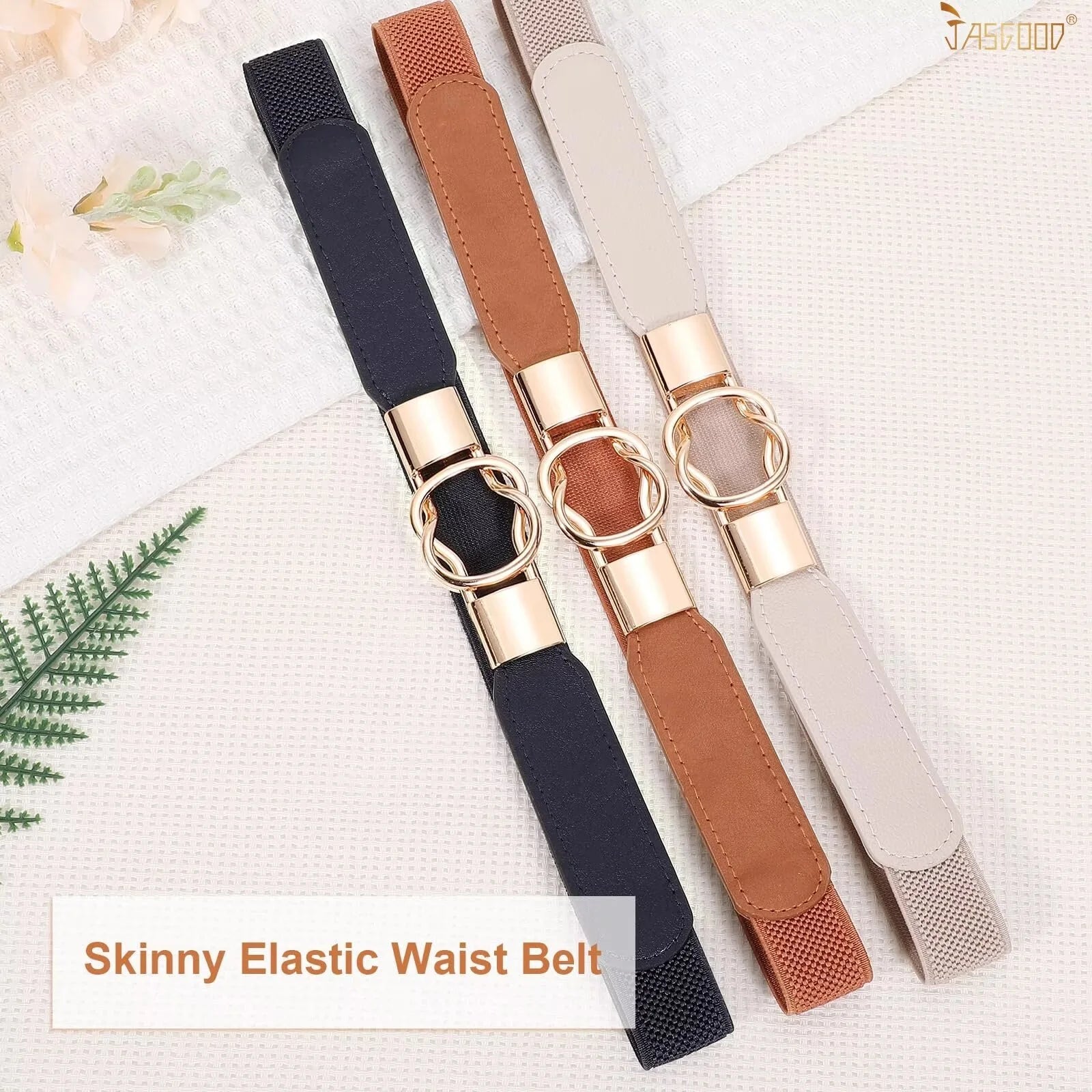 Women Skinny Elastic Belts for Dresses Pants Retro Ladies Belts