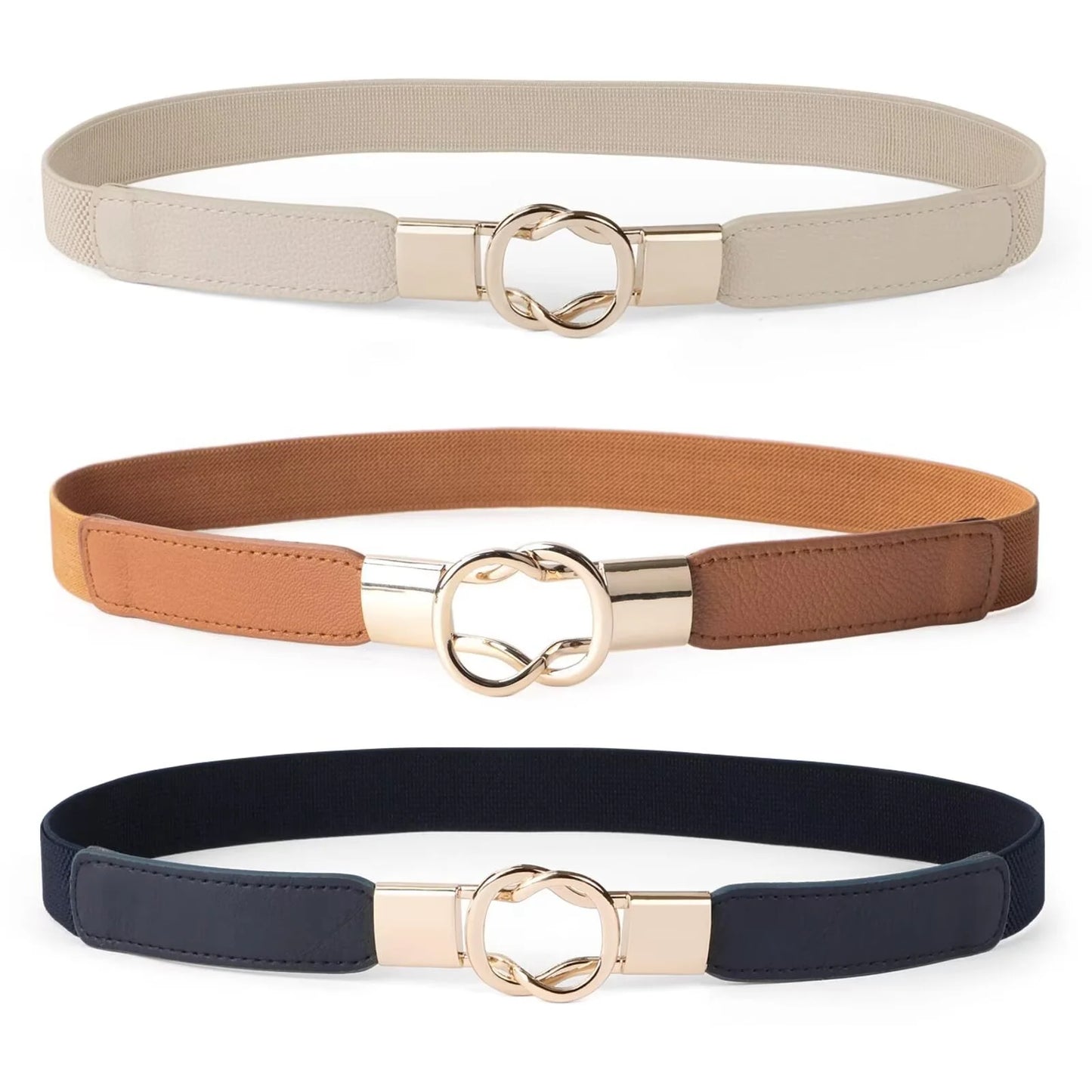 Women Skinny Elastic Belts for Dresses Pants Retro Ladies Belts