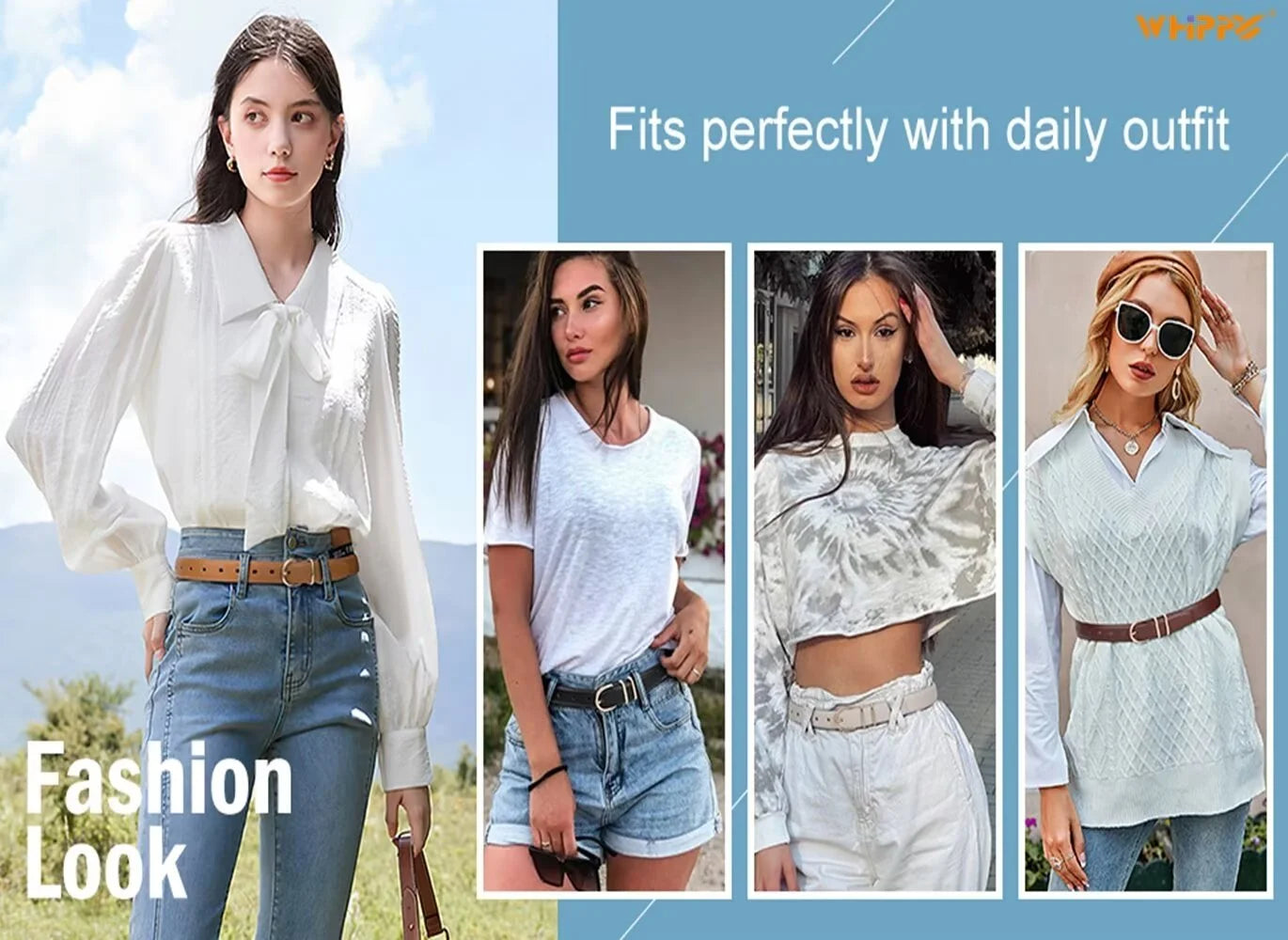 Women Leather Belts Ladies Dresses plus Size Belt for Jeans 2 Pack